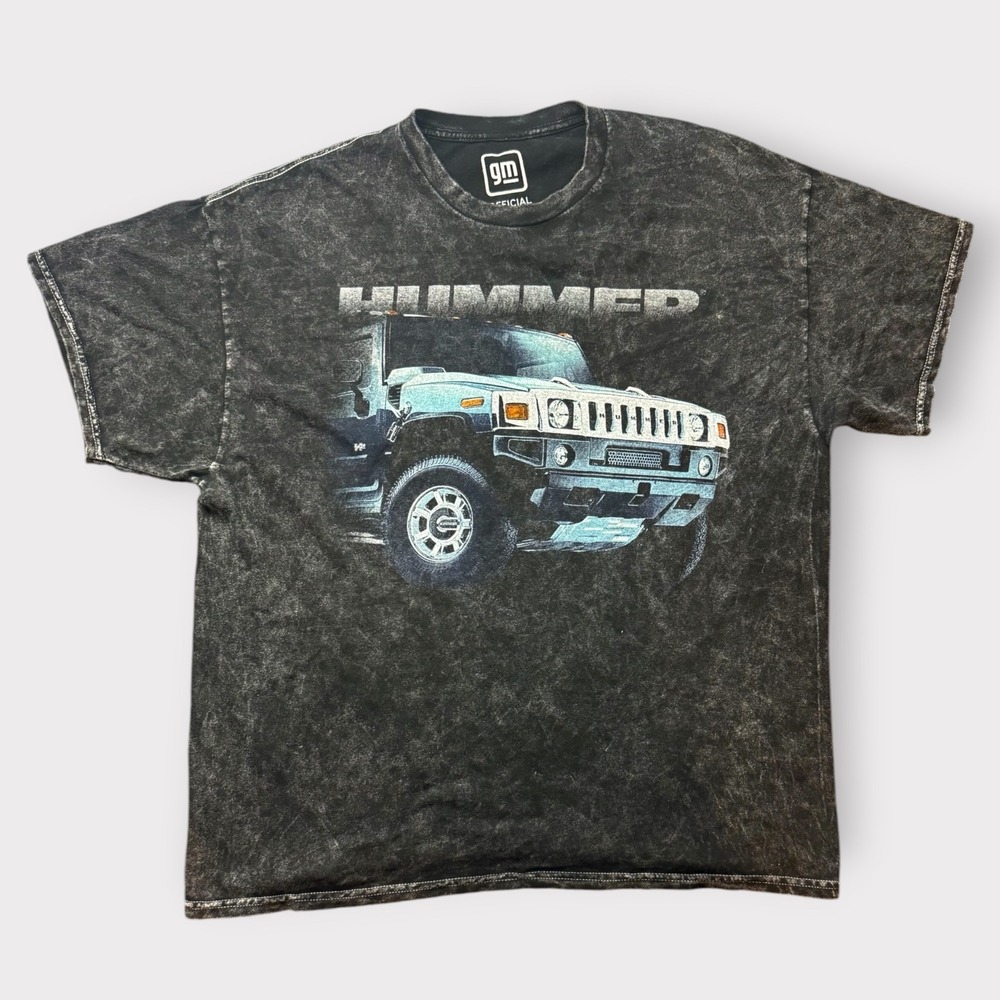 GM Official Hummer‎ H2 Graphic T-Shirt Mens Medium Black Acid Wash SUV Tee